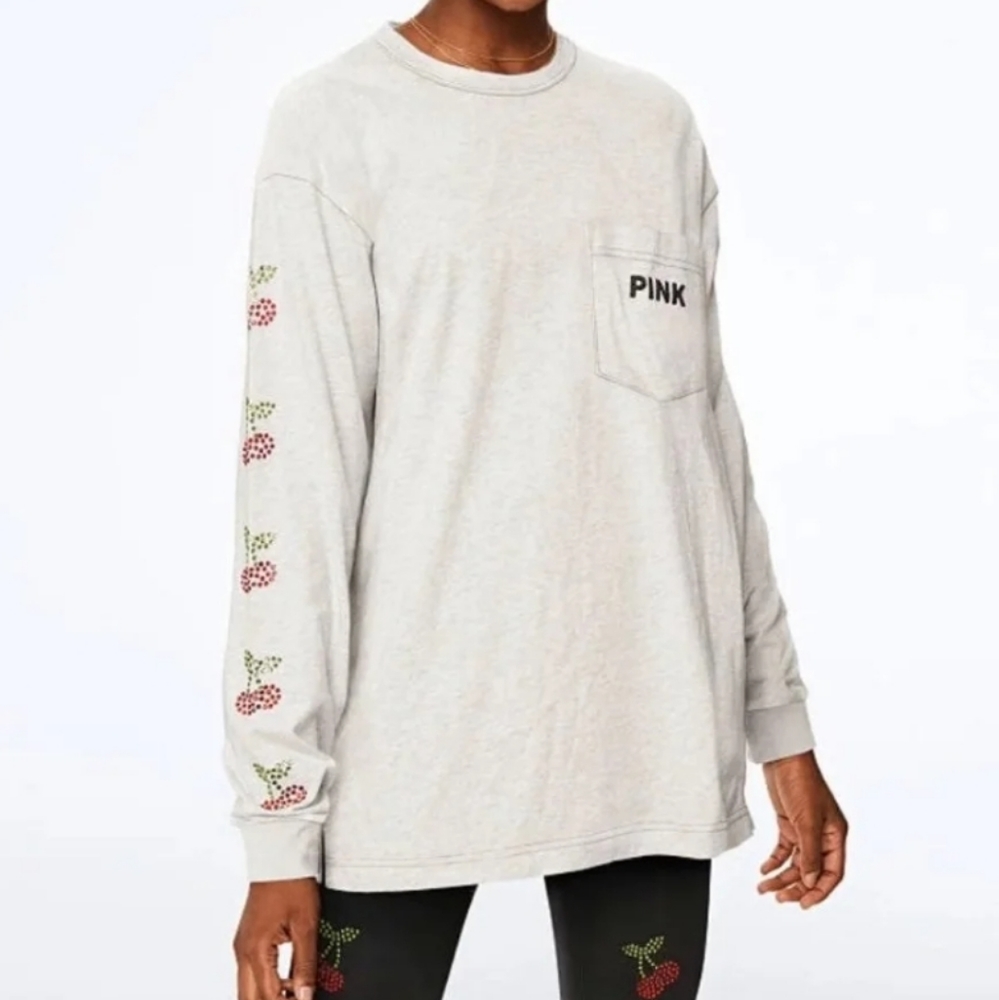 - VS Pink XS Campus Cherry Bling Campus Tee